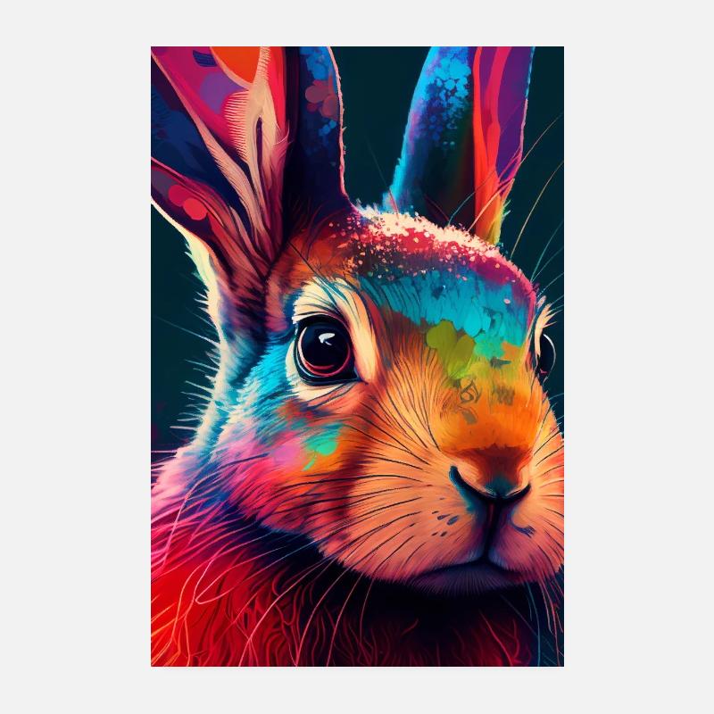 Lapin lapin animal de compagnie lapin coloré Poster 20 x 30 cm