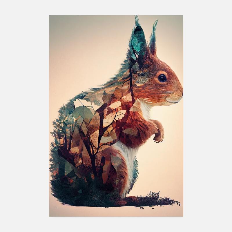 Squirrel Animal Forest Poster 8" x 12" (20x30 cm)