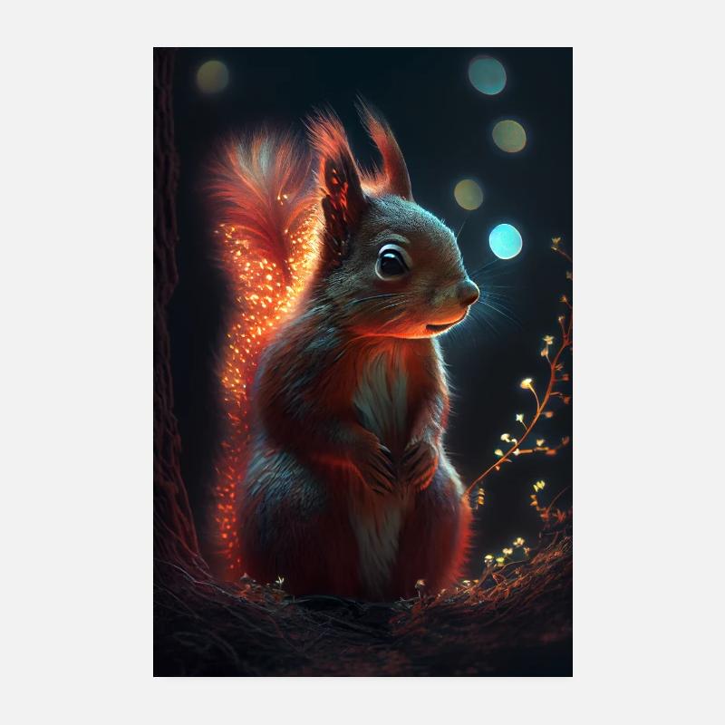 Squirrel Animal Glowing Poster 8" x 12" (20x30 cm)