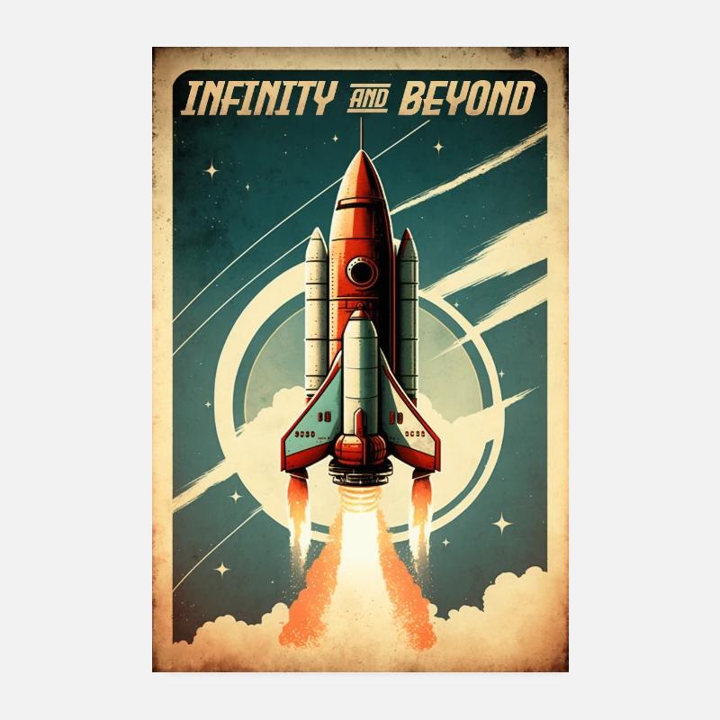 Rocket into Space Retro Style Infinity Poster Poster 8" x 12" (20x30 cm)
