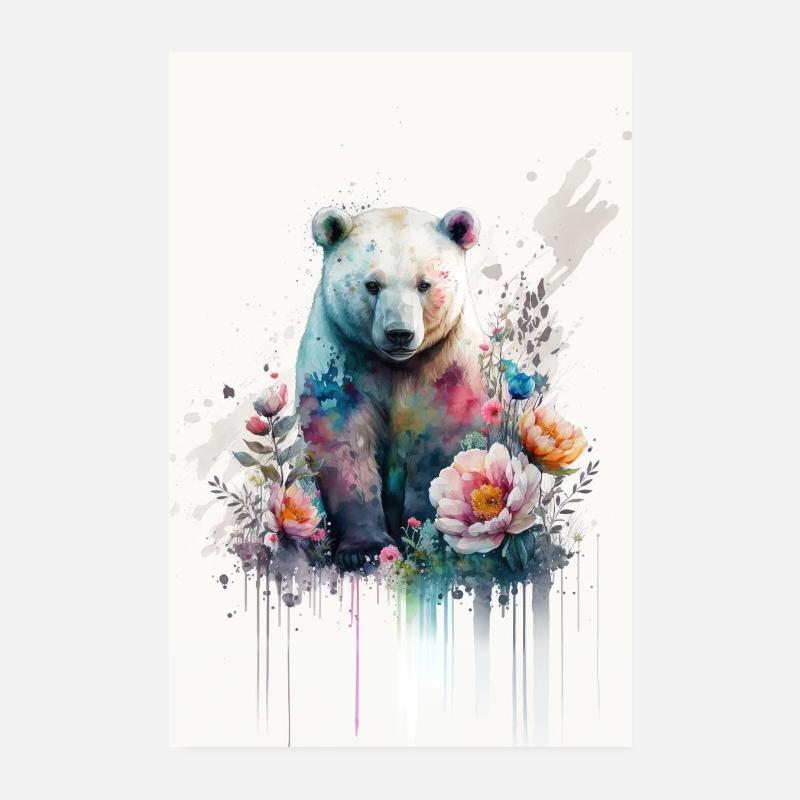 Ours - Poster 20 x 30 cm - blanc