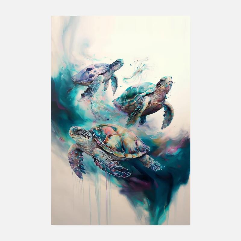 Schildkröte - Poster 20x30 cm - Weiß