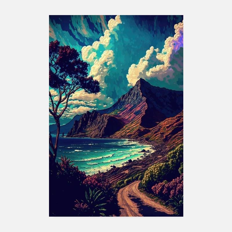 Plage de la côte d’Hawaï Poster 20 x 30 cm