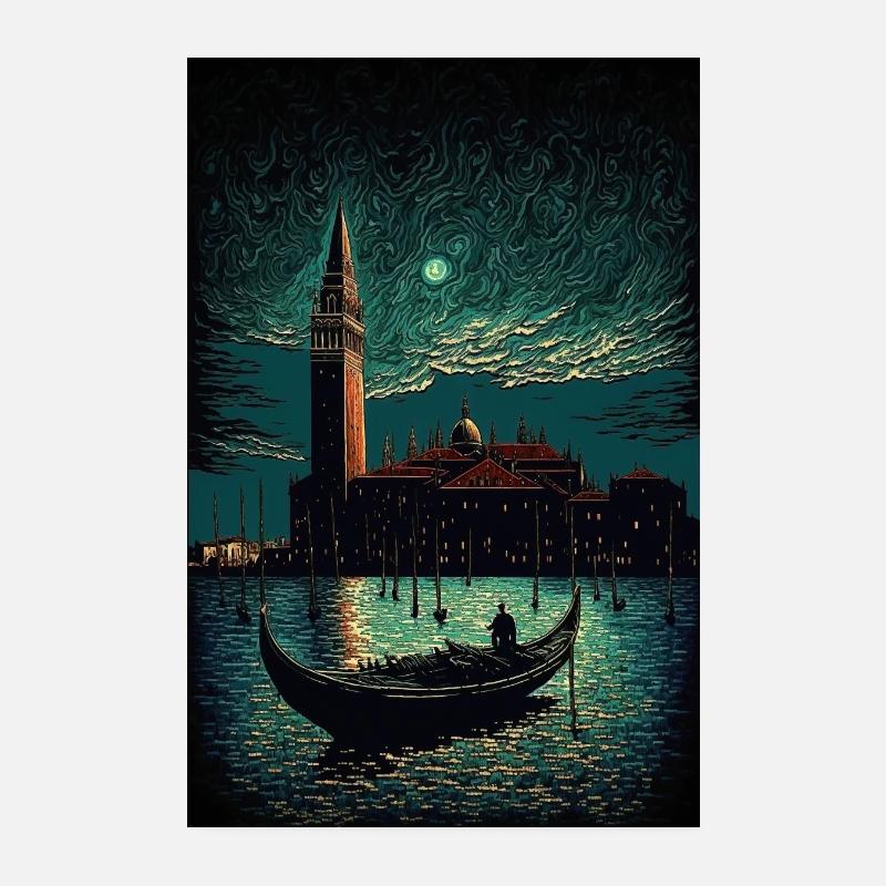 Venise de nuit Poster 20 x 30 cm