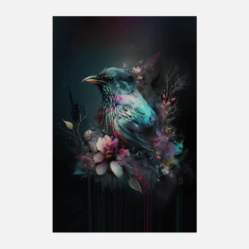 Corbeau - Poster 20 x 30 cm - blanc