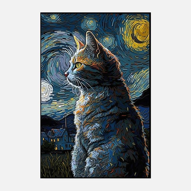 Katze - Poster 20x30 cm - Weiß