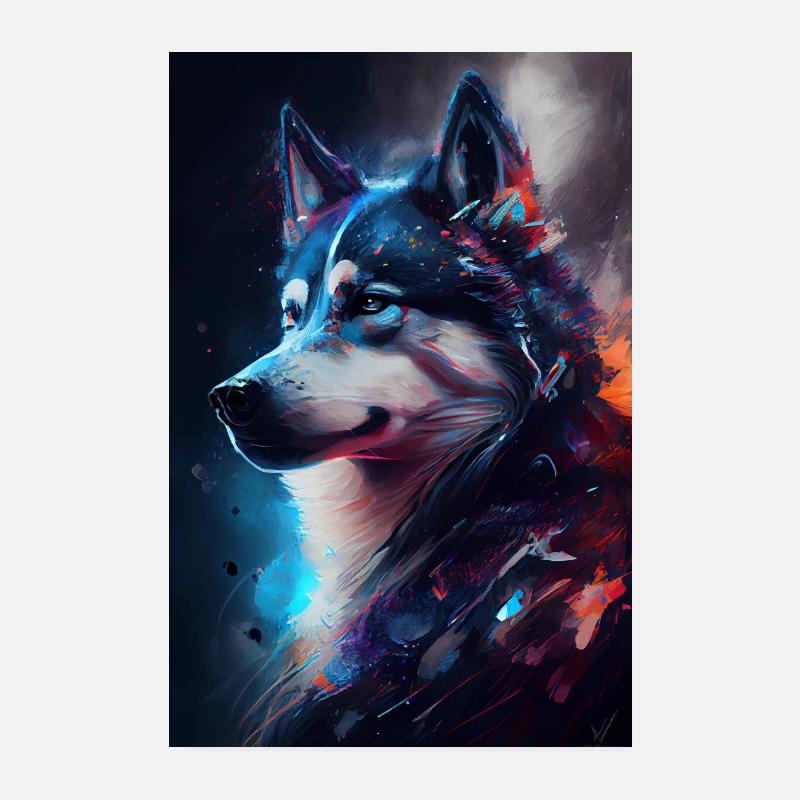 Husky Digital Art Style | AI generated Poster 8" x 12" (20x30 cm)