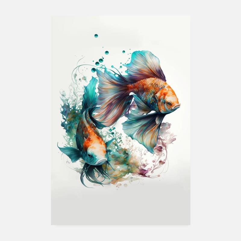 Fisch - Poster 20x30 cm - Weiß
