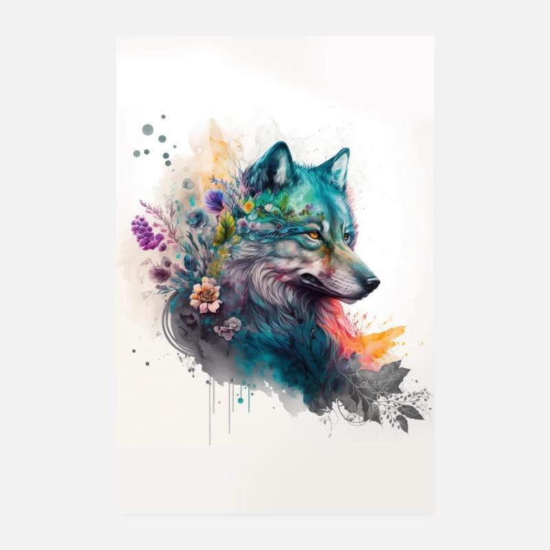 Wolf - Poster 20x30 cm - Weiß