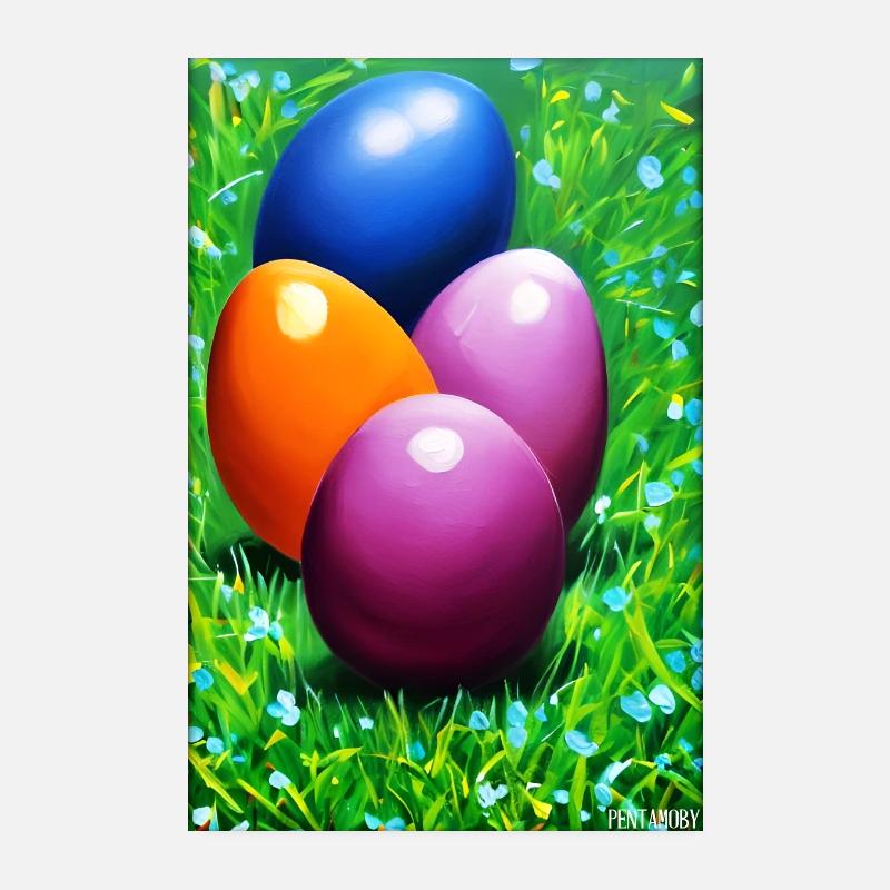 Easter Egg Easter Colorful Eggs Holiday Poster 8" x 12" (20x30 cm)
