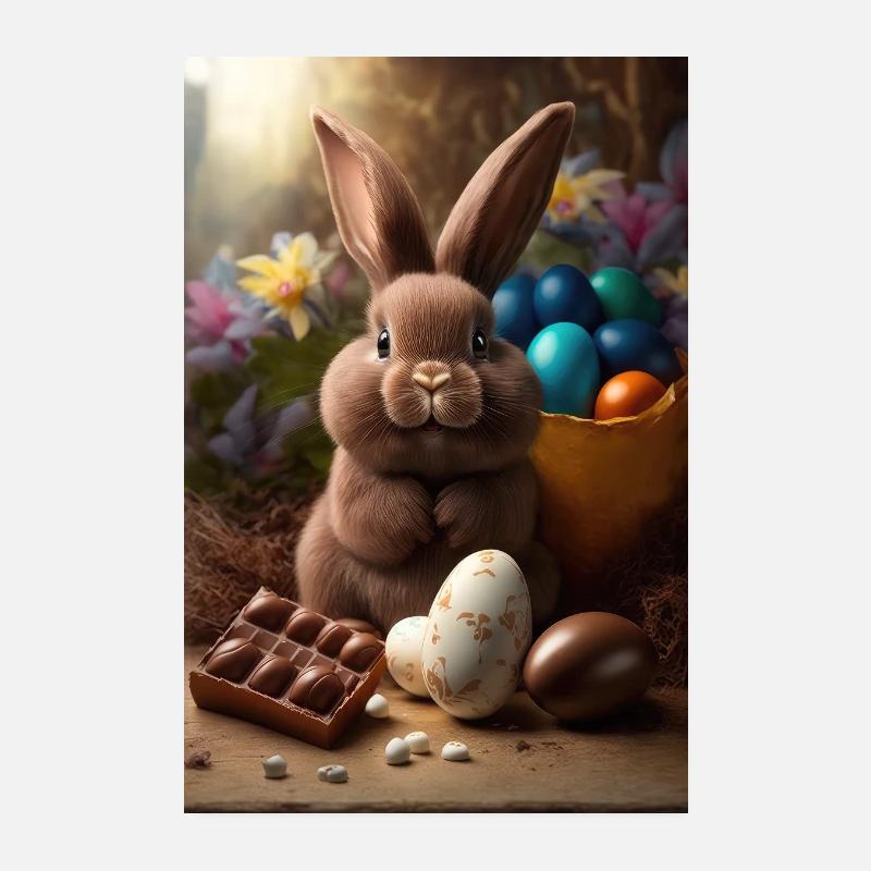 Lapin de Pâques Joyeux Oeufs de Pâques Chocolat Sucré Poster 20 x 30 cm