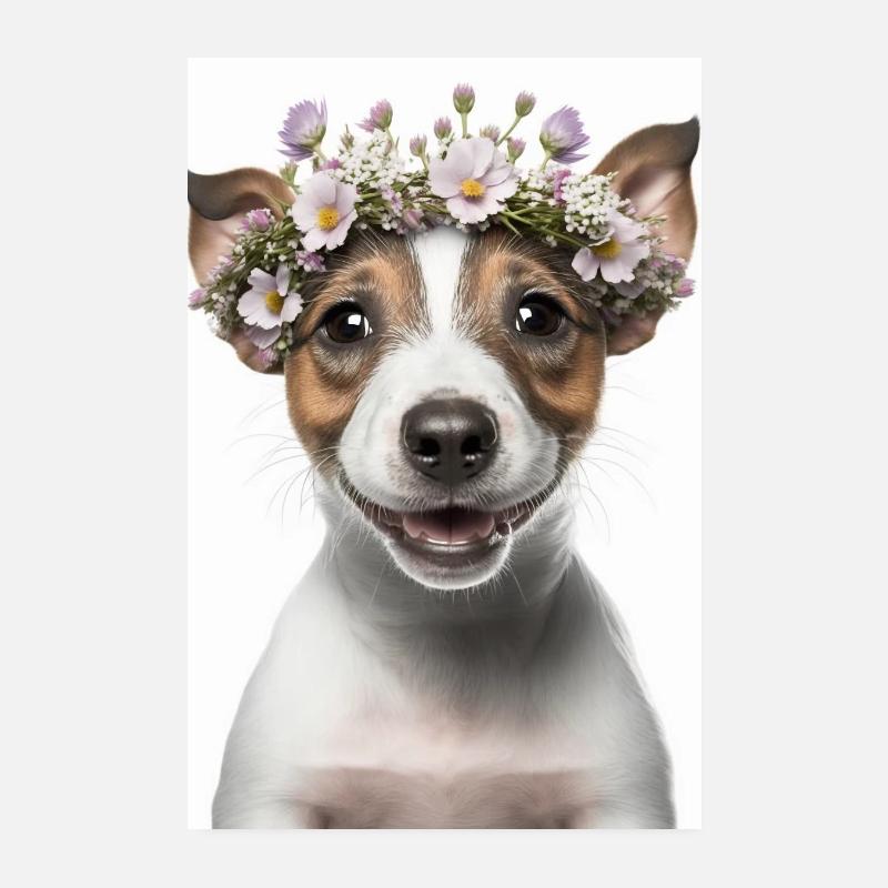 Jack Russel Terrier Blumen Tier Hund Hunde Poster Poster 20x30 cm