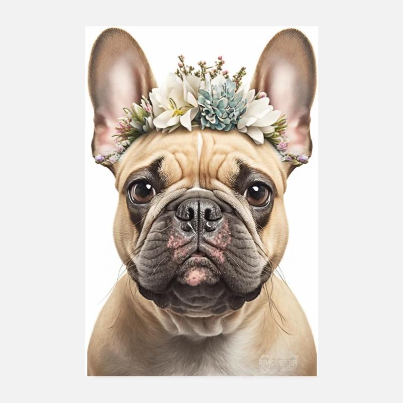 Affiche Chien Pit Bull Pit Bull Fleurs de Bull Français Poster 20 x 30 cm