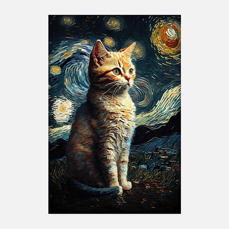 Katze - Poster 20x30 cm - Weiß
