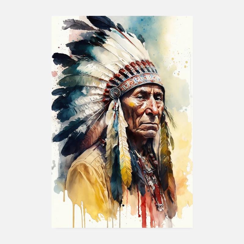 Indianer - Poster 20x30 cm - Weiß
