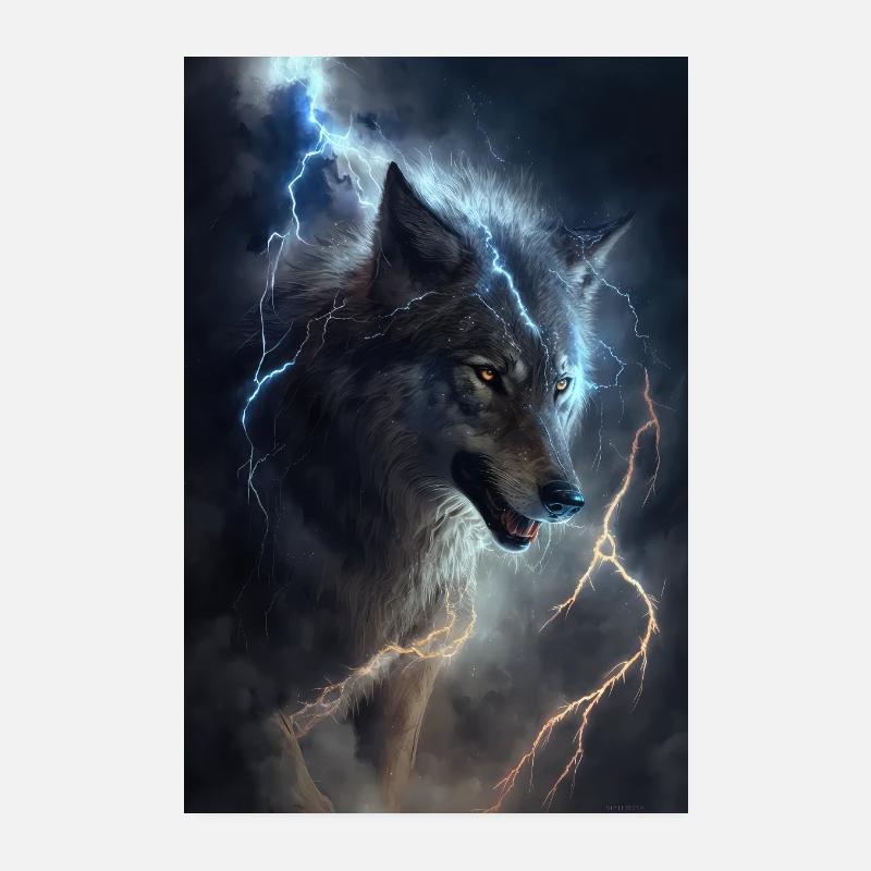 Wolf Blitz Thunder Epic Cool Epic Lupi epici Poster 20x30 cm