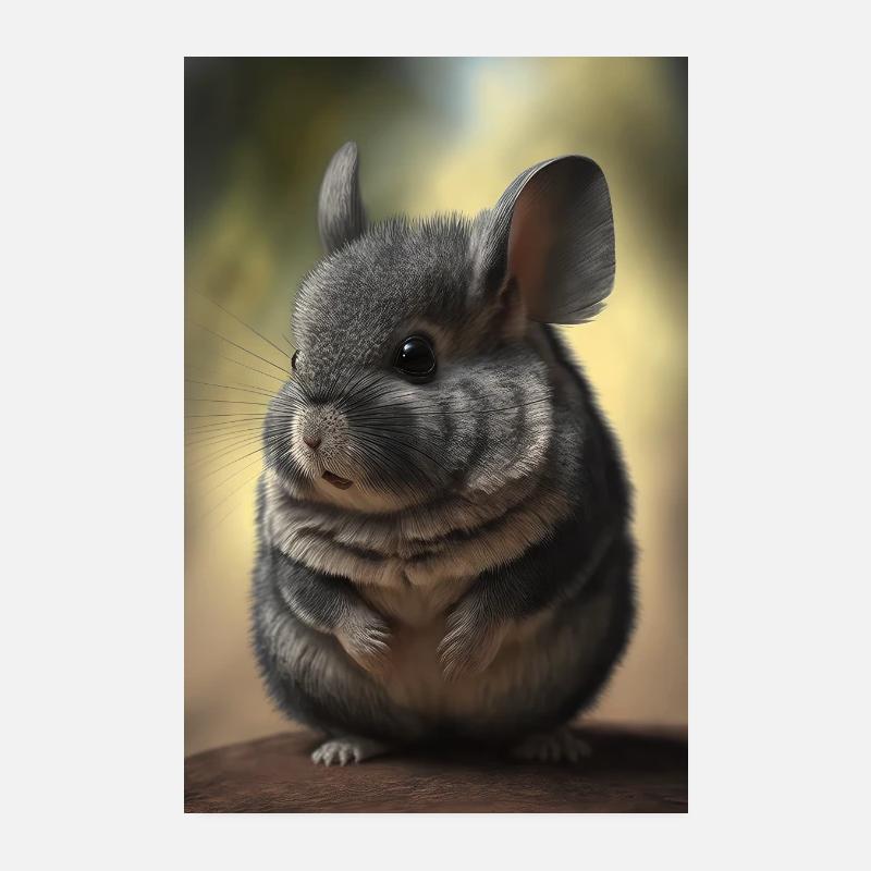 Chinchilla Realistisch Tier Poster 20x30 cm