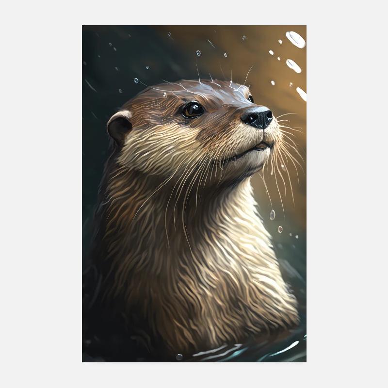 Otter Realistic Cool Animal Poster 8" x 12" (20x30 cm)