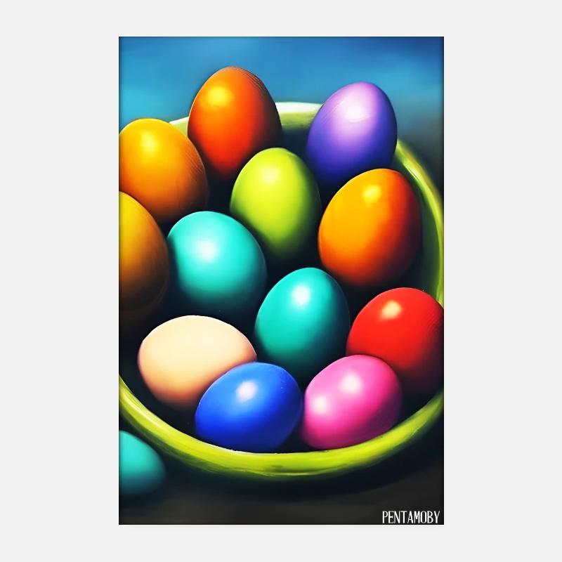 Easter Egg Easter Colorful Eggs Holiday Poster 8" x 12" (20x30 cm)