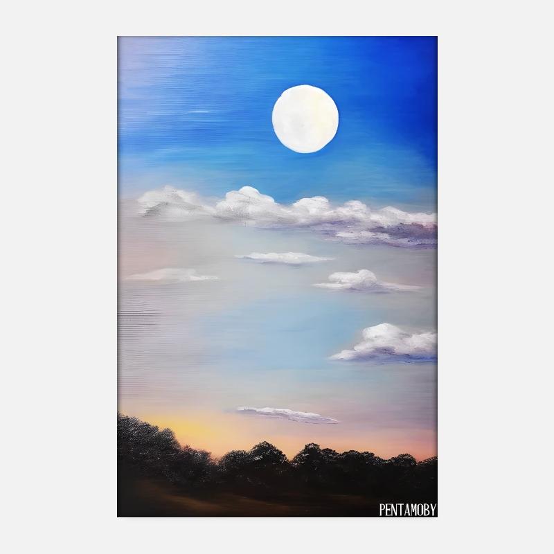 Moon Night Evening Nature Rest Moonlight Full Moon Poster 8" x 12" (20x30 cm)