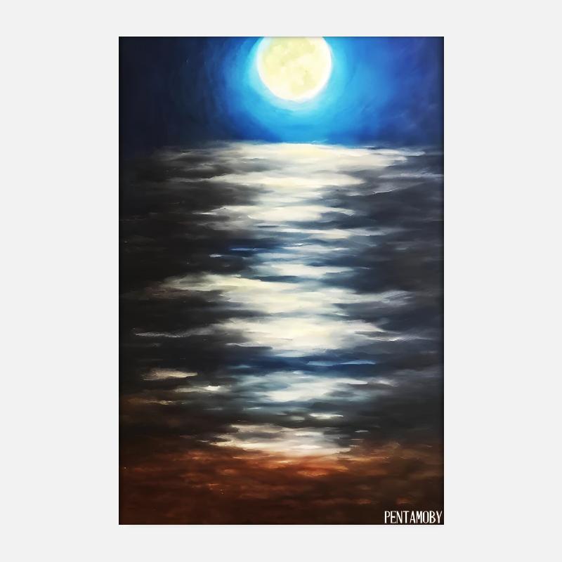 Moon Night Evening Nature Rest Moonlight Full Moon Poster 8" x 12" (20x30 cm)