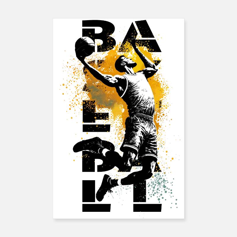 Basketball Player High Dunk black Poster 8" x 12" (20x30 cm)