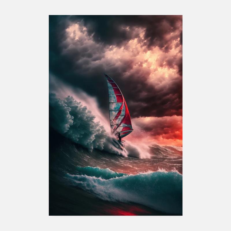 Planche à voile féroce Art mural Un affichage époustouflant de Poster 20 x 30 cm