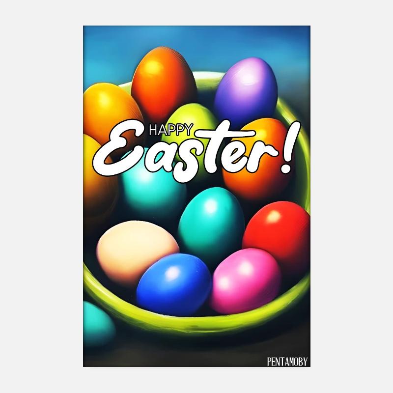 Happy Easter - Easter Egg Easter Easter Colorful Eggs Poster 8" x 12" (20x30 cm)