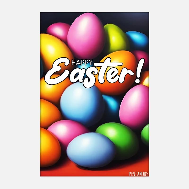 Happy Easter - Easter Egg Easter Easter Colorful Eggs Poster 8" x 12" (20x30 cm)