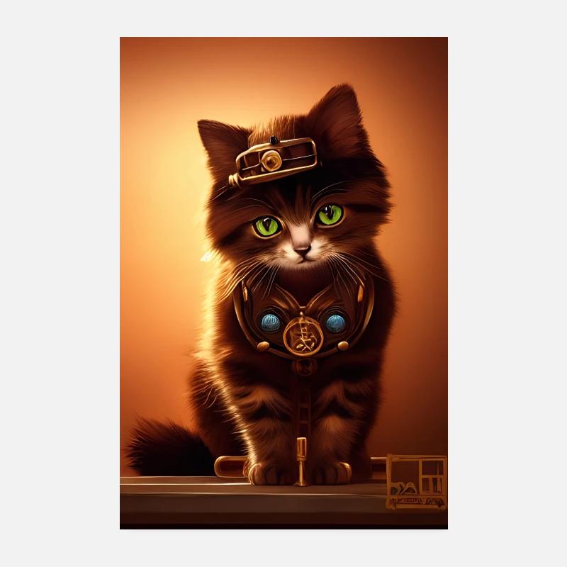 Katze Steampunk Style Poster 20x30 cm