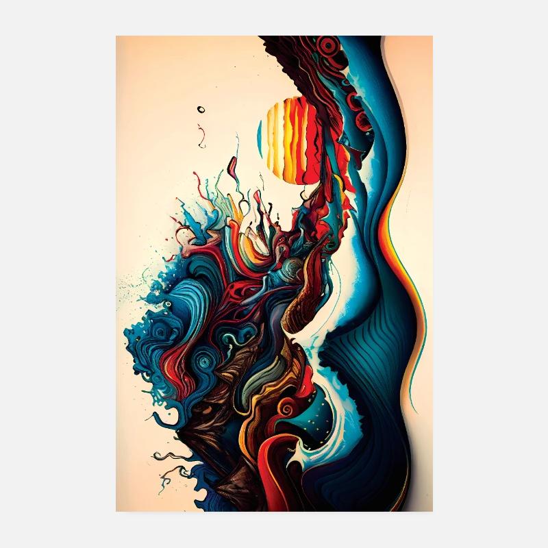 Vagues | Mer | Abstrait Poster 20 x 30 cm