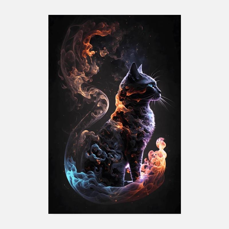 Galaxy Cat - Poster 20x30 cm - Weiß