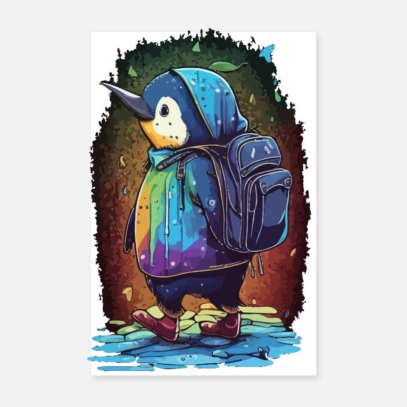 Pinguin auf dem Weg zur Schule Poster 20x30 cm