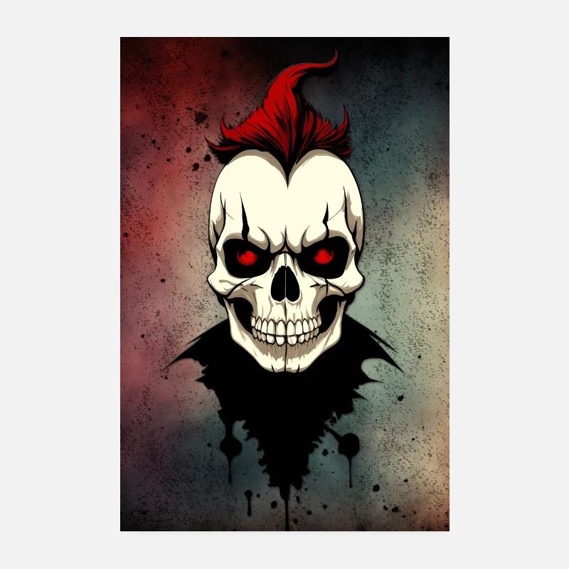 Crâne aux yeux rouges Poster 20 x 30 cm