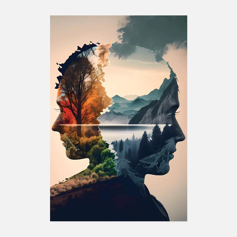 Collagène paysage de tête Poster 20 x 30 cm