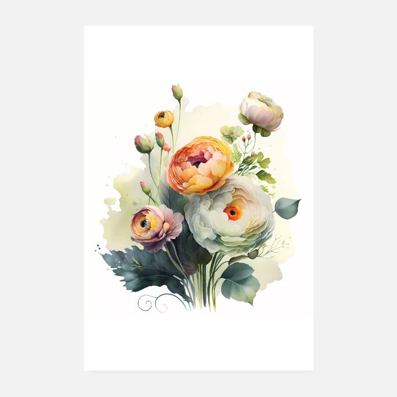 Die Ranunkel - Poster 20x30 cm - Weiß