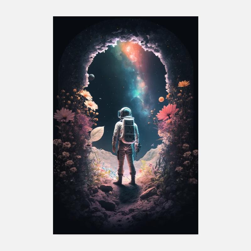 Astronautti katsoo tähtiä Surreal Sci-Fi Space Juliste 20x30 cm