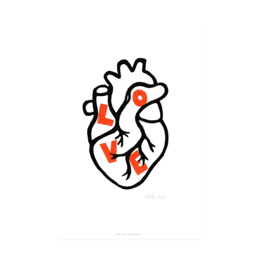 Corazón LOVE (naranja) - Póster 20x30 cm