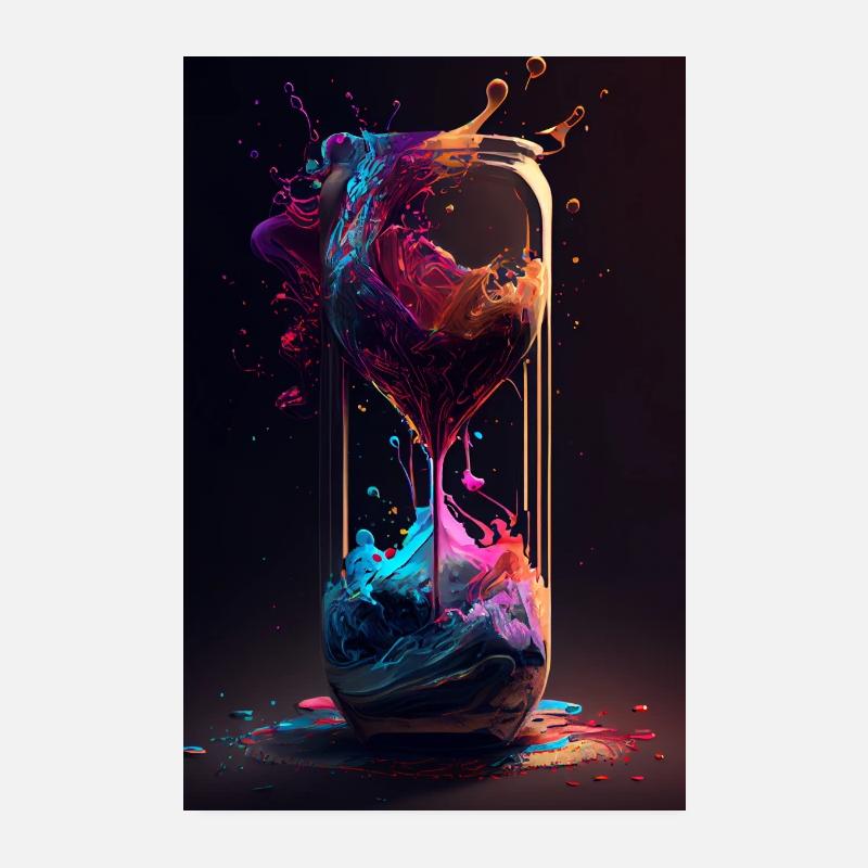 Fluss der Zeit - Graphical Art Stundenglas | AI Poster 20x30 cm