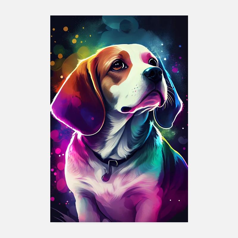 Beagle Hund Chien coloré Poster 20 x 30 cm