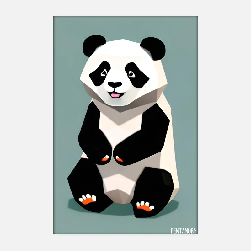 Panda Polygon Wild Panda Bear Wild Zoo Animal Poster 8" x 12" (20x30 cm)