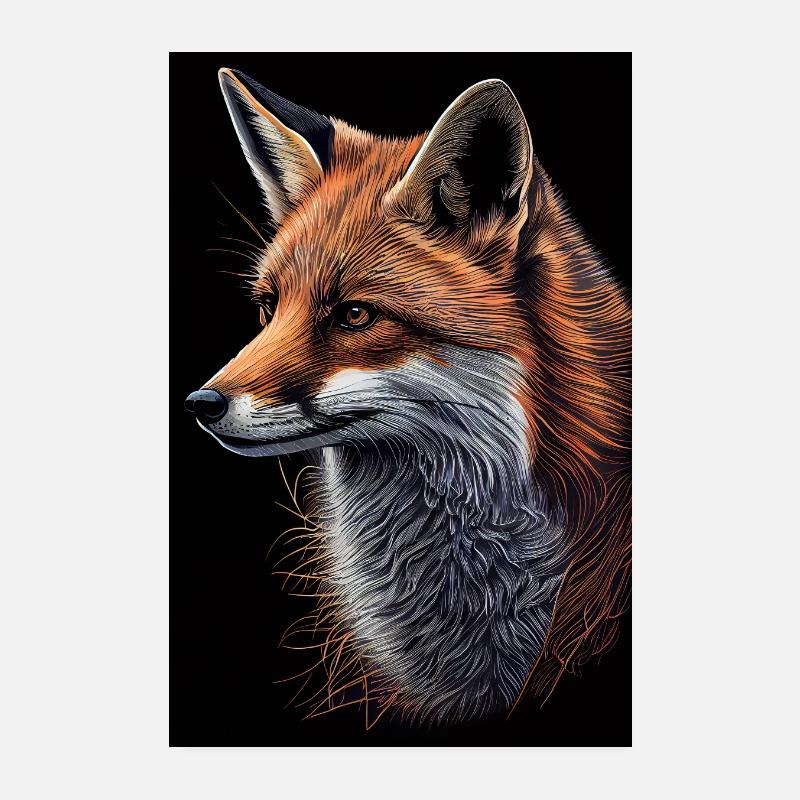 Renards Renards Dessins d’animaux Poster 20 x 30 cm