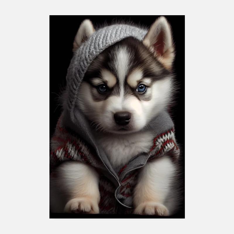 Chiot chien husky sibérien Poster 20 x 30 cm