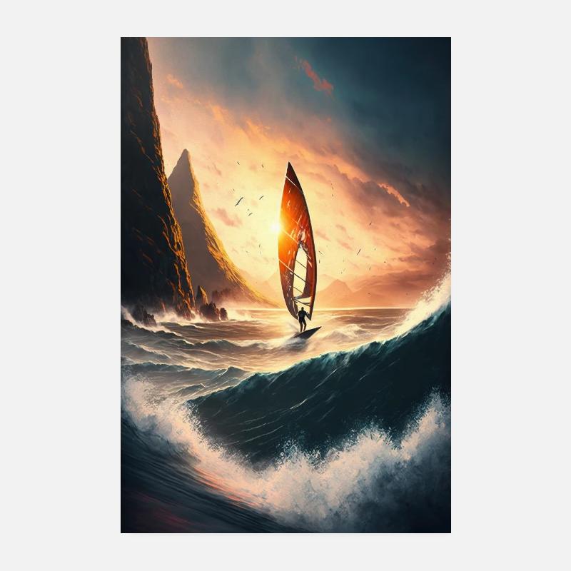 Windsurfing Wall Poster An Uplifting Addition to Poster 8" x 12" (20x30 cm)