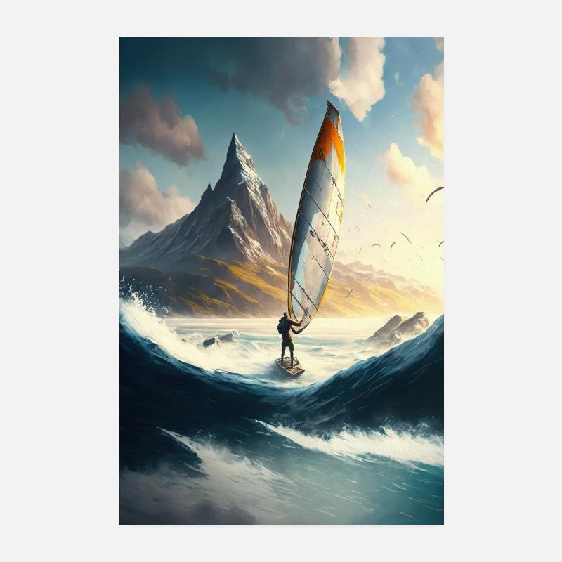 Wilde Windsurf-Wandkunst Eine atemberaubende Darstellung von Poster 20x30 cm