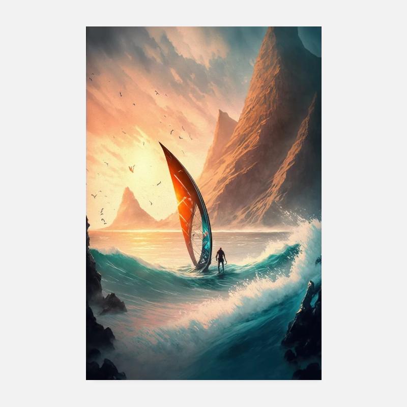 Wilde Windsurf-Wandkunst Eine atemberaubende Darstellung von Poster 20x30 cm