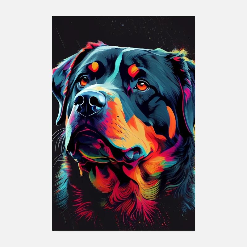 Rottweiler Hund Chien coloré Poster 20 x 30 cm