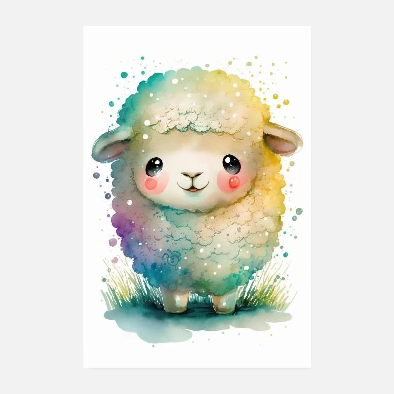 Dickes flauschiges Schaf Kind Baby Ostern Lamm Poster 20x30 cm