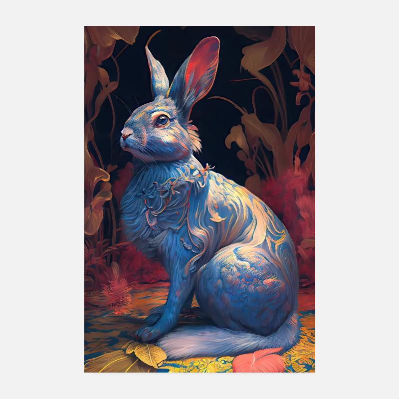 Kunstvoll eleganter Hase - The Rabbit King Poster 20x30 cm