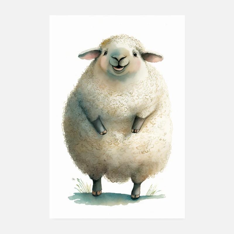 Dickes flauschiges Schaflächelt Ostern Osterlamm Poster 20x30 cm
